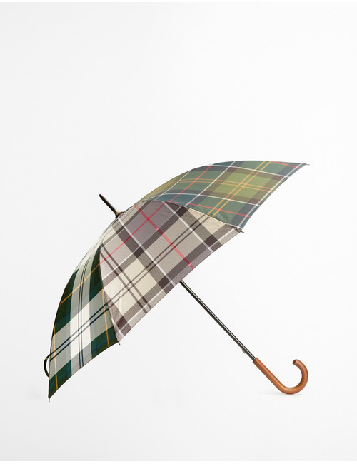 Barbour Tartan Paraplu met Houten Handvat