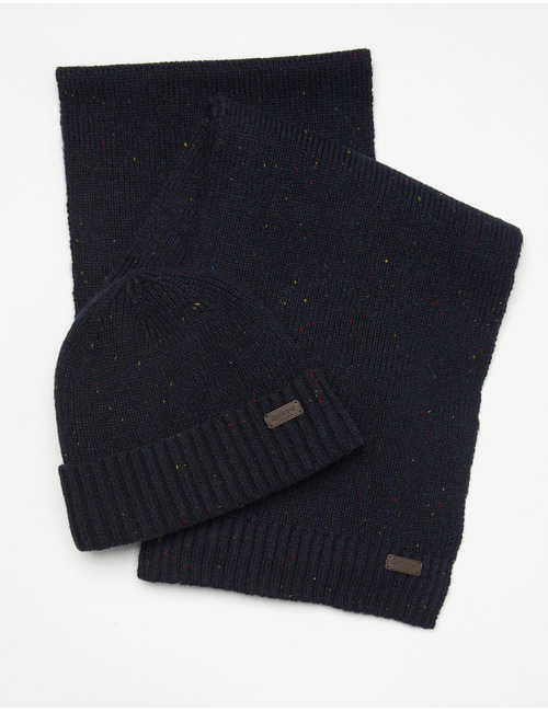 Barbour Cadeauset – Muts en Sjaal in Navy Donegal Wolmix