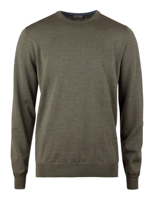 Merino Wool Crewneck in Groen met Elleboogstukken