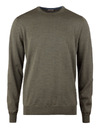 Merino Wool Crewneck in Groen met Elleboogstukken