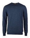 Merino wool crewneck trui met elbow patches – kleur Dark Blue