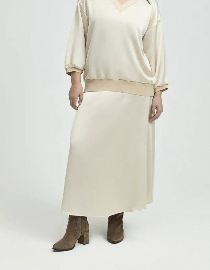Xandres midi rok beige