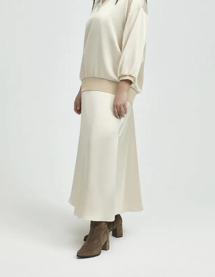 Xandres midi rok beige