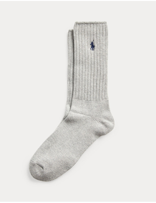  Cotton-Blend Crew Socks in Light Grey Heather