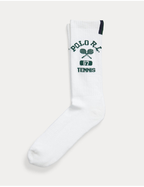 Wimbledon Cotton-Blend Crew Socks in White