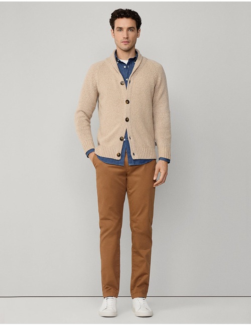 Wool-Cotton Blend Shawl Collar Cardigan