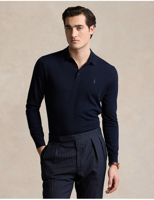 Regular Fit Washable Wool Polo-Collar Sweater