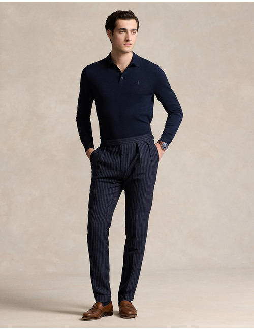 Regular Fit Washable Wool Polo-Collar Sweater