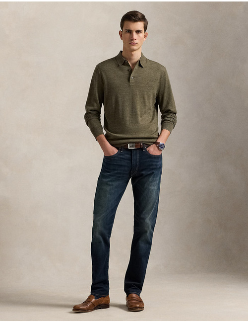 Regular Fit Washable Wool Polo-Collar Sweater