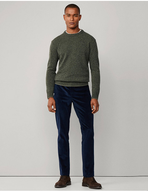 Regular Fit Crewneck Jumper in Mouline – Merino Wol 