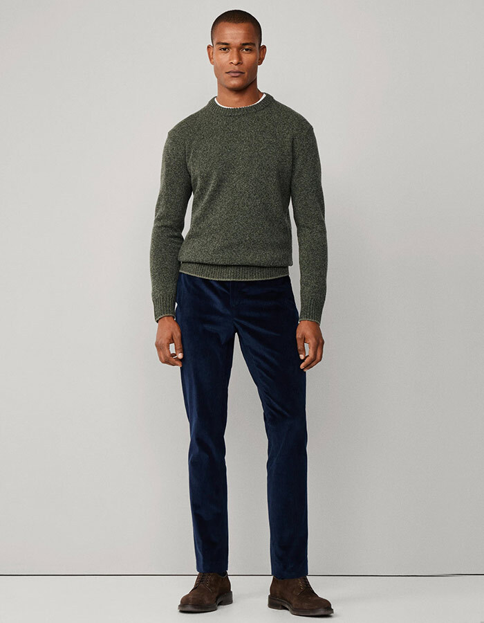 Regular Fit Crewneck Jumper in Mouline – Merino Wol 
