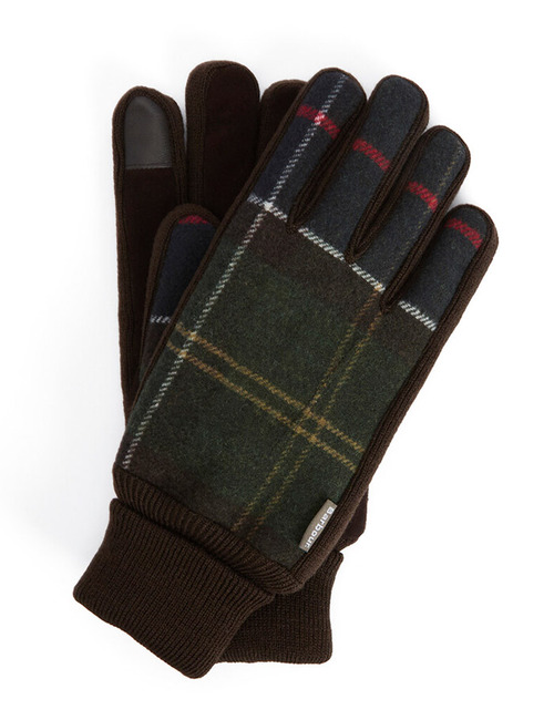 Barbour Tartan Gloves in Classic Green