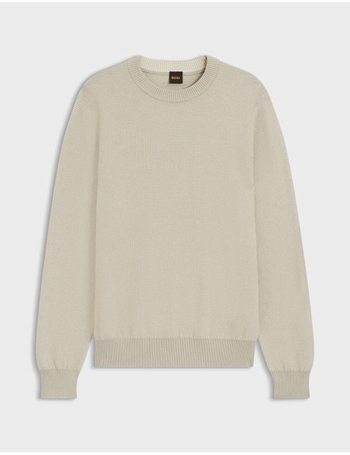 Regular Fit Sweater in Katoenmix met Tweekleurige Structuur