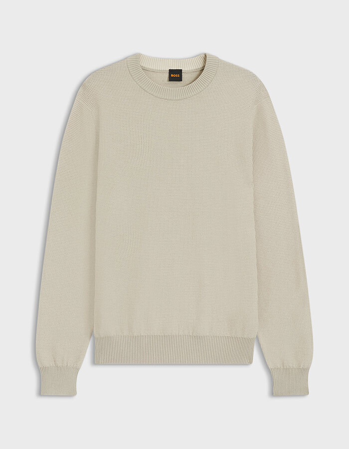 Regular Fit Sweater in Katoenmix met Tweekleurige Structuur