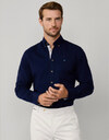 Tailored Fit Multi Trim Flannel Shirt in Navy 