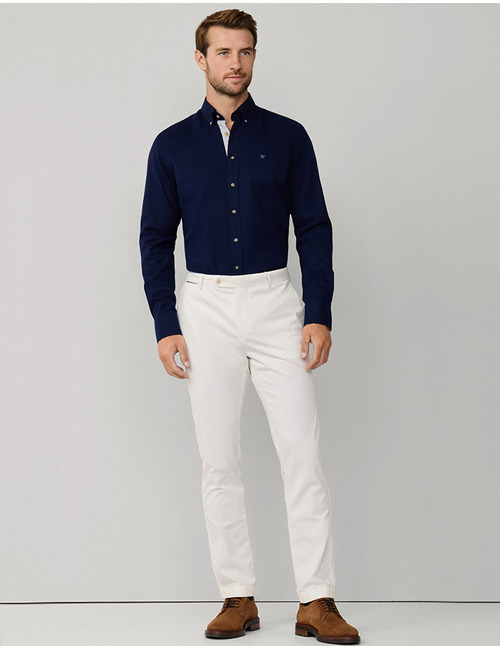 Tailored Fit Multi Trim Flannel Shirt in Navy 