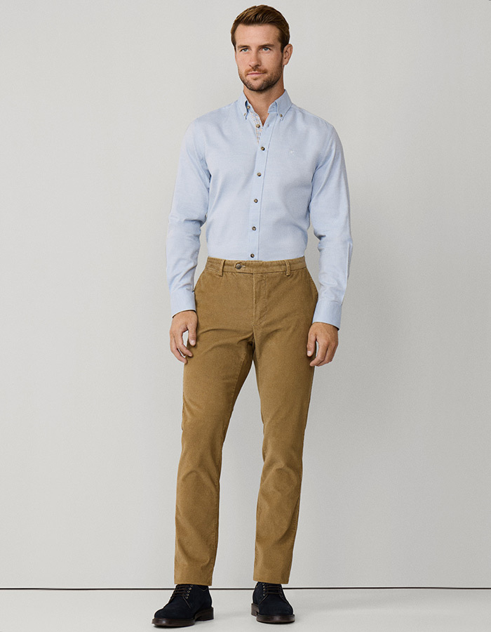 Tailored Fit Multi Trim Flannel Shirt in Sky Blue 
