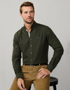 Tailored Fit Multi Trim Flannel Shirt in Cargo Green