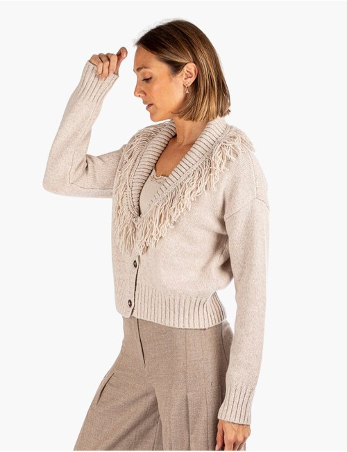 Due Amanti lange mouw gilet beige