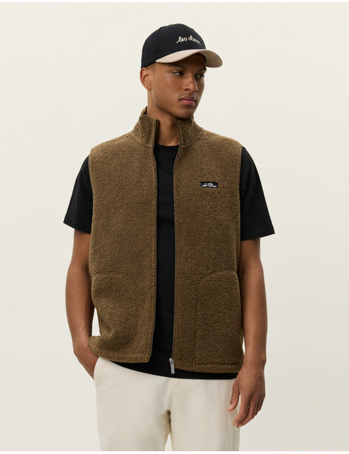 Regular Fit Creed Teddy Vest in Teak Brown