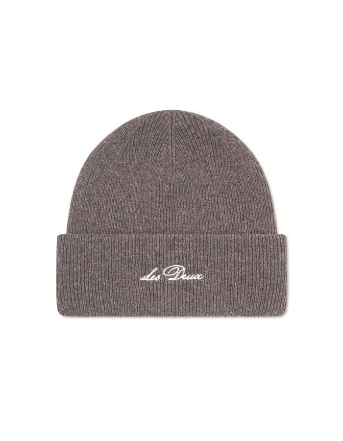 Wayne Embroidered Beanie in Mountain Grey Melange 