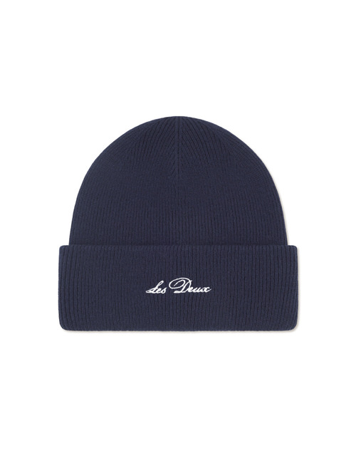 Wayne Embroidered Beanie in Dark Navy