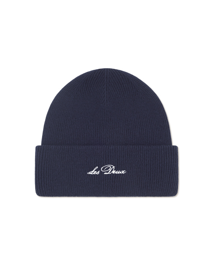 Wayne Embroidered Beanie in Dark Navy