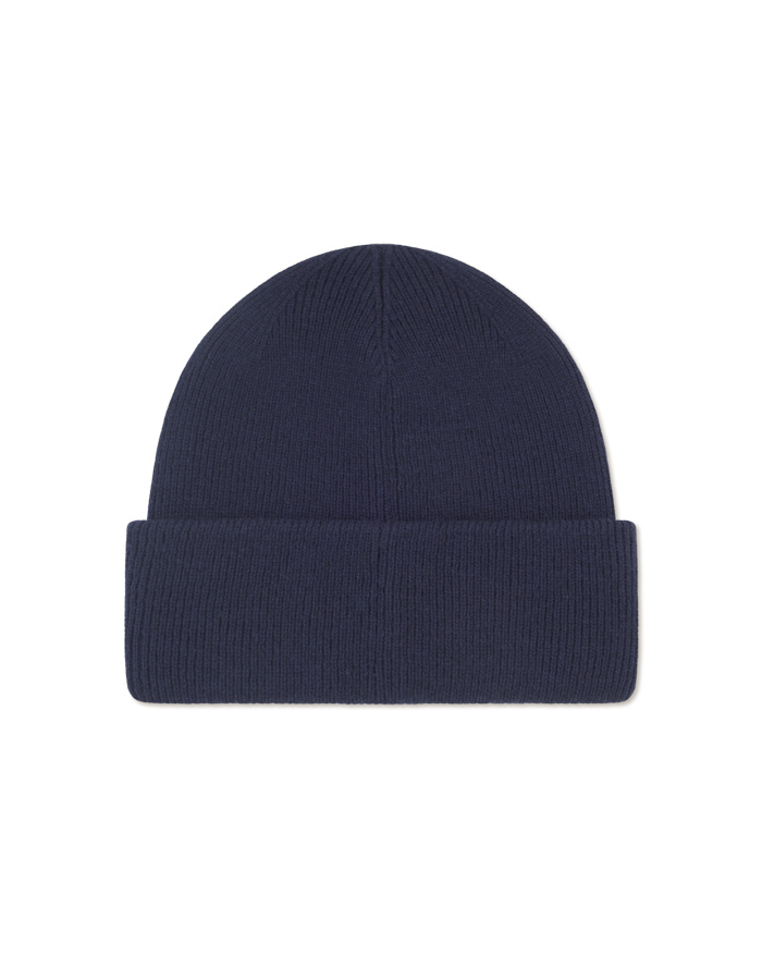 Wayne Embroidered Beanie in Dark Navy