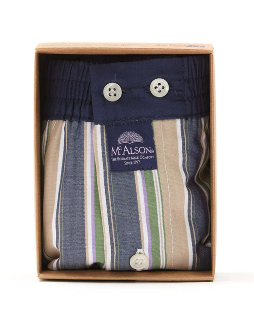 M5224 – Boxershort in Bruin, Groen en Navy Strepen 