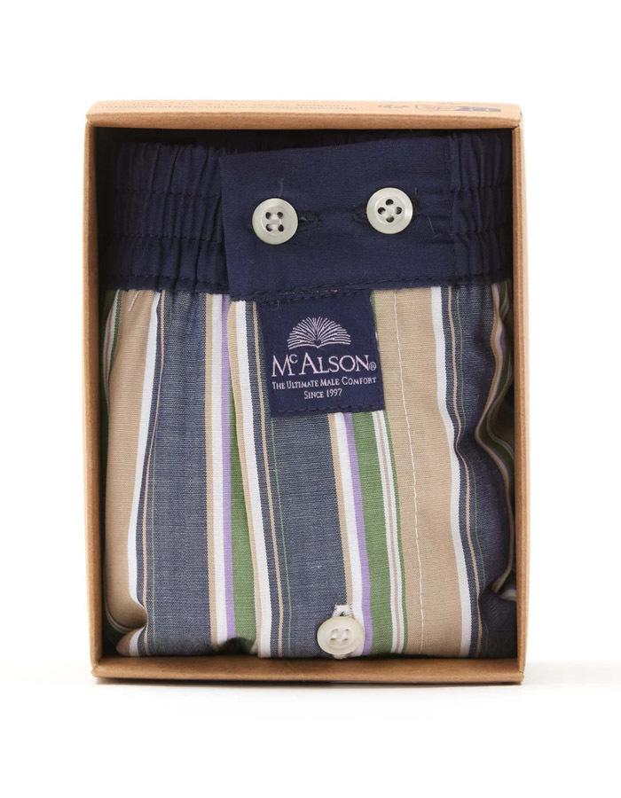 M5224 – Boxershort in Bruin, Groen en Navy Strepen 