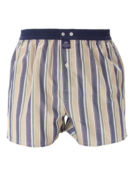 M5224 – Boxershort in Bruin, Groen en Navy Strepen 