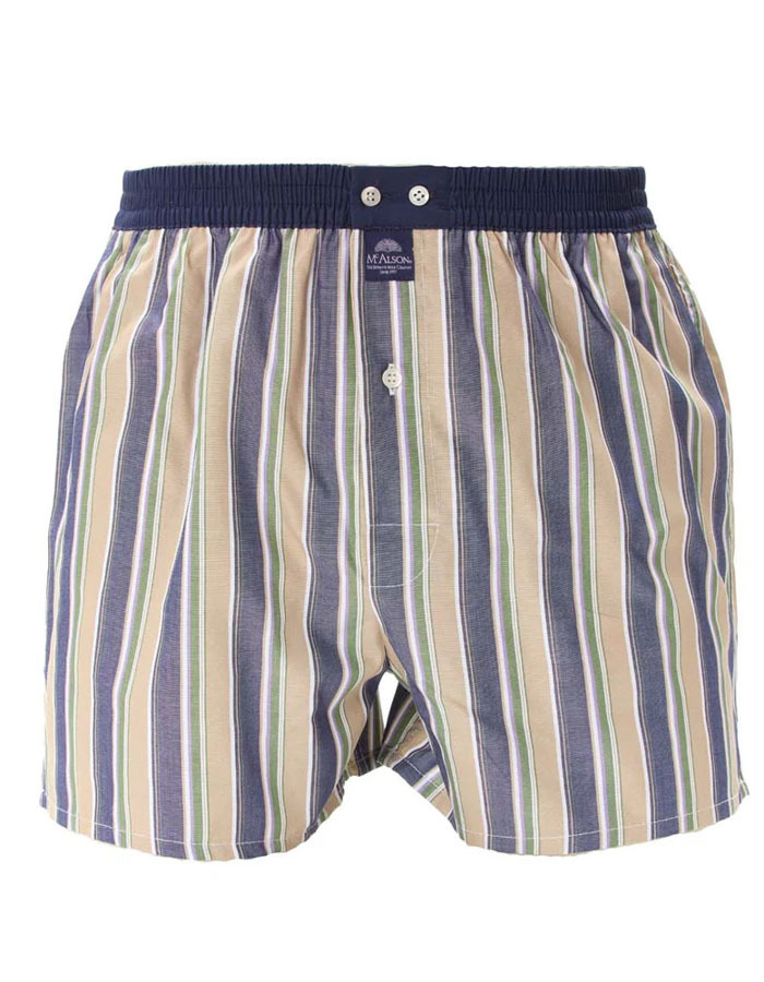 M5224 – Boxershort in Bruin, Groen en Navy Strepen 