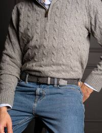 Galloway Suede Wool Effect Riem in Dark Grey