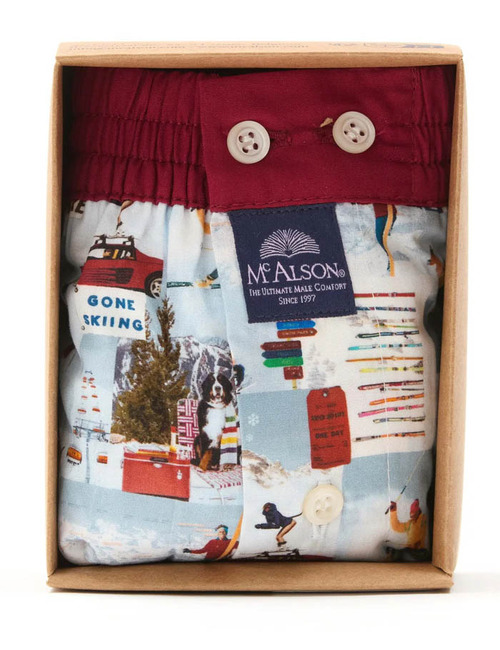 M5260 – Boxershort in Burgundy Après-Ski Print 