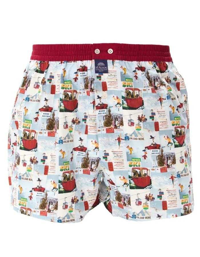 M5260 – Boxershort in Burgundy Après-Ski Print 