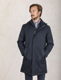 Gewatteerde jas met capuchon in Dark Blue