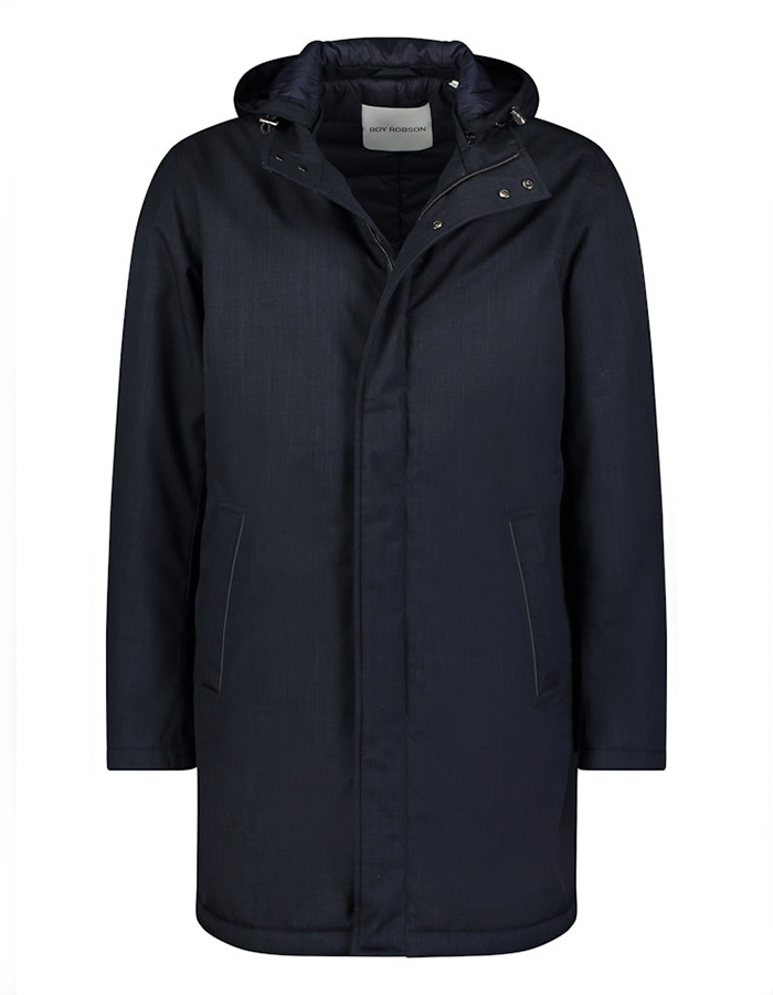 Gewatteerde jas met capuchon in Dark Blue