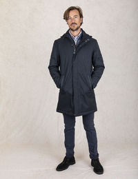 Gewatteerde jas met capuchon in Dark Blue
