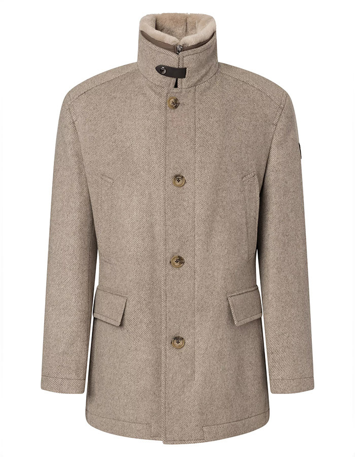 Formele Wolmix Mantel met Opstaande Kraag