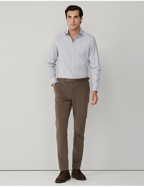 Tailored Fit Brushed Gingham Shirt in Steel Blue 