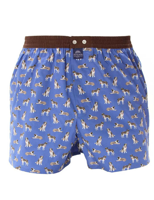 M5241 – Boxershort in Blauw & Bruin Saint Bernard Print 