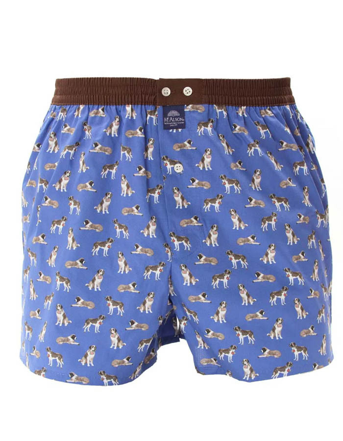 M5241 – Boxershort in Blauw & Bruin Saint Bernard Print 