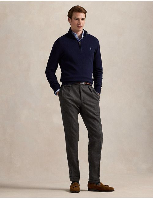 Regular Fit Quarter-Zip Sweater in Hunter Navy 