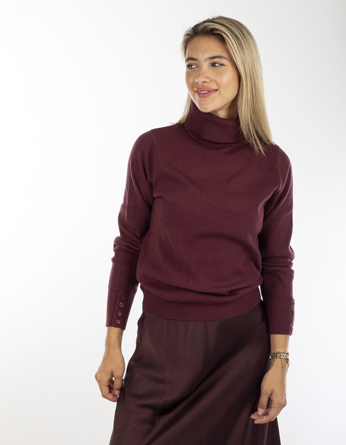 Senso pull rolkraag bordeaux