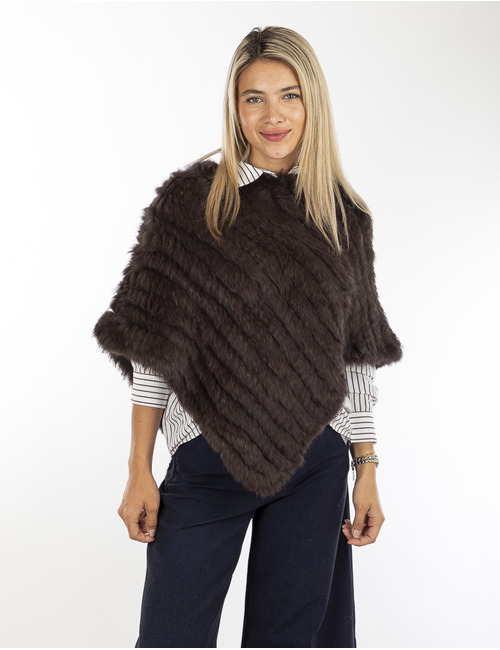 Oakwood poncho met pels bruin