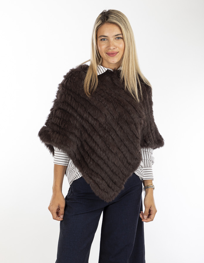 Oakwood poncho met pels bruin