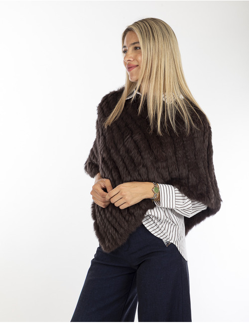 Oakwood poncho met pels bruin