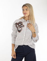 Senso lange mouw bloes bruin