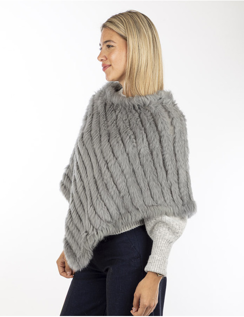 Oakwood poncho met pels grijs