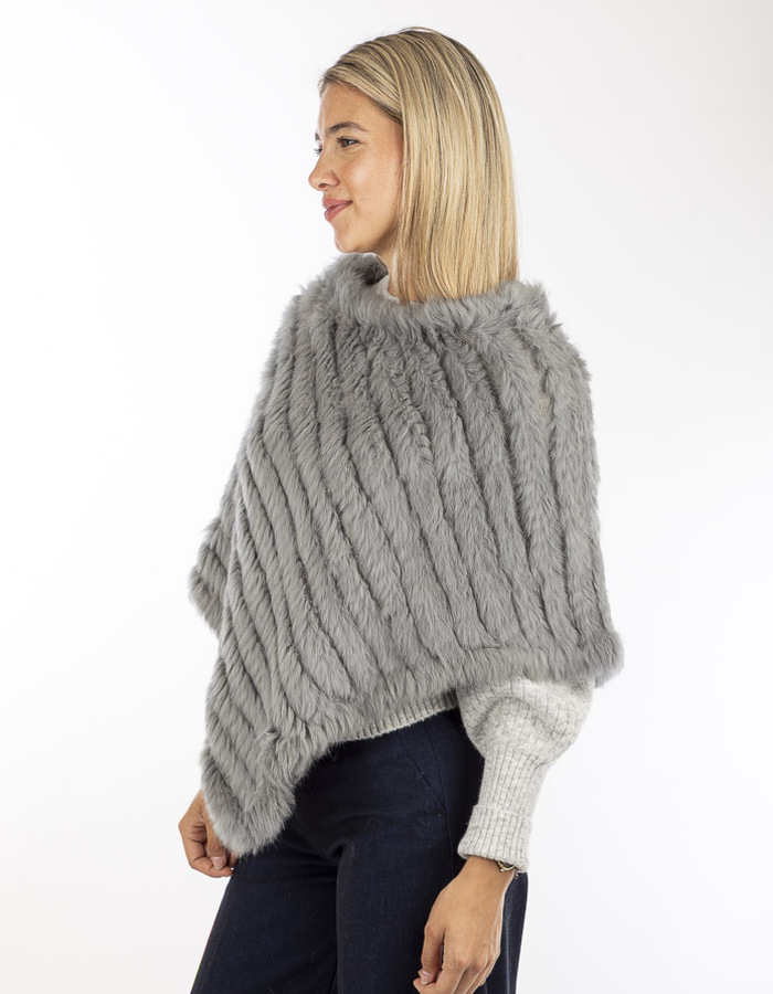 Oakwood poncho met pels grijs